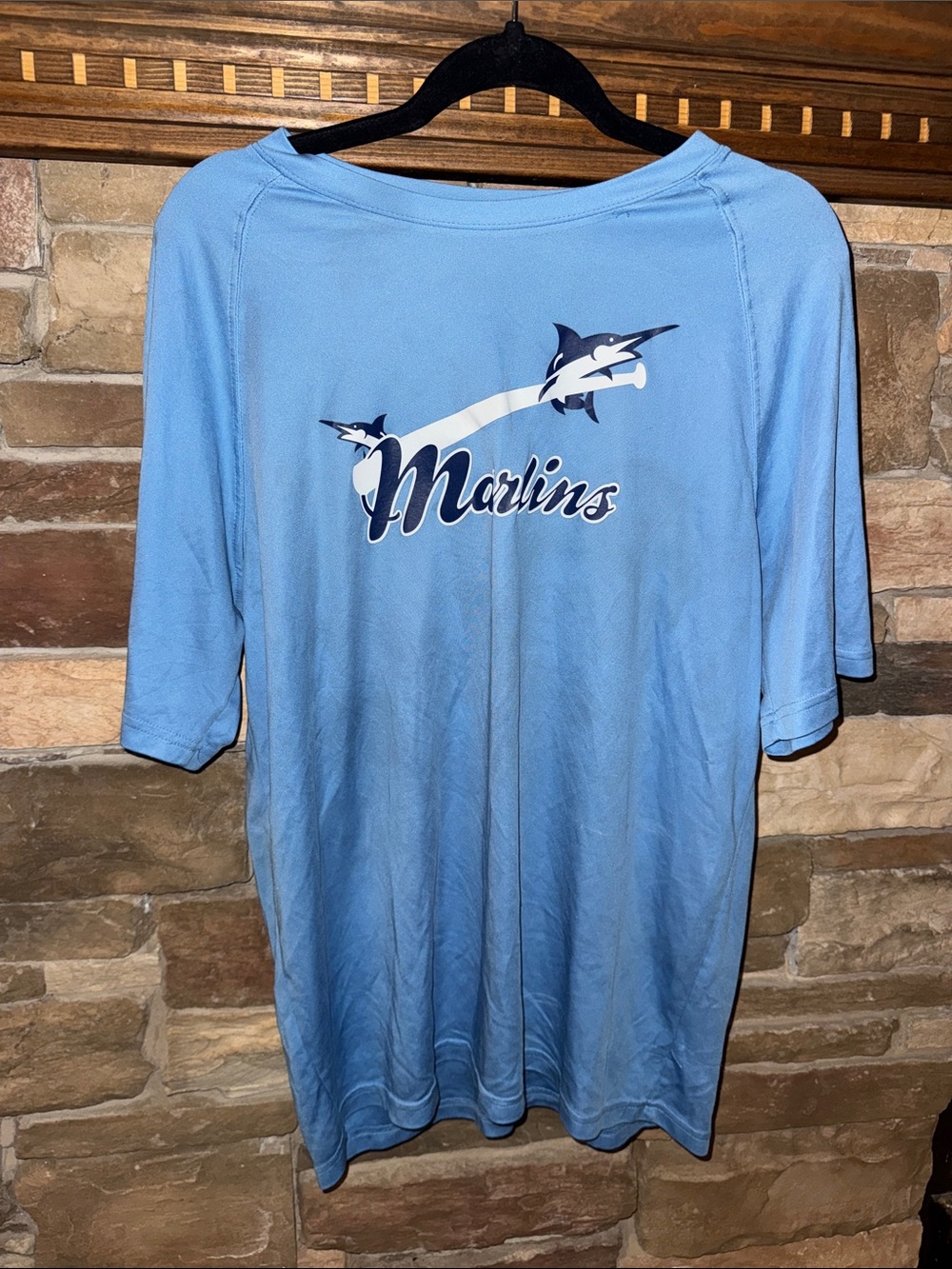 Short Sleeve Marlins Number ‘2’ Jersey Tee in Sky Blue - Men